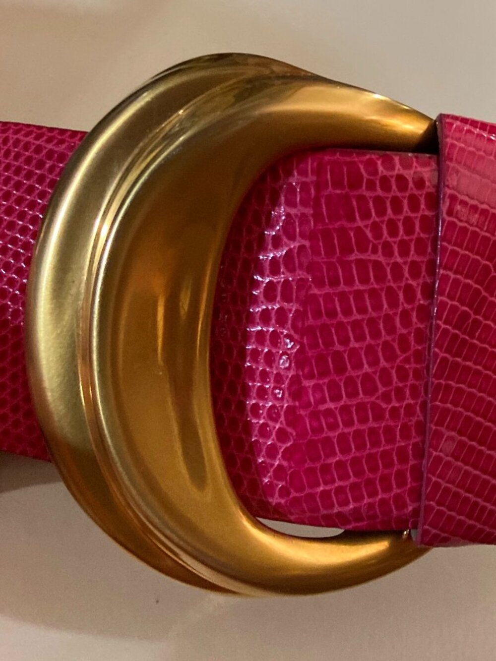 Vtg 90s DONNA KARAN Belt Genuine LIZARD Brass Buckle Italy Sz S Gorgeous NWOT